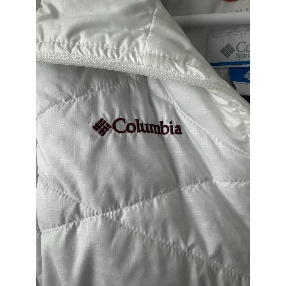 Texas A&M Aggies Vest White Columbia Omni-Heat Powder Lite Puffer Large EUC